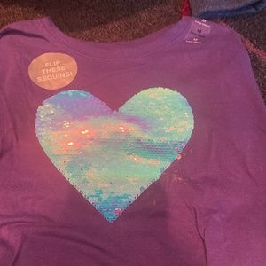 Long sleeve heart Sequin shirt